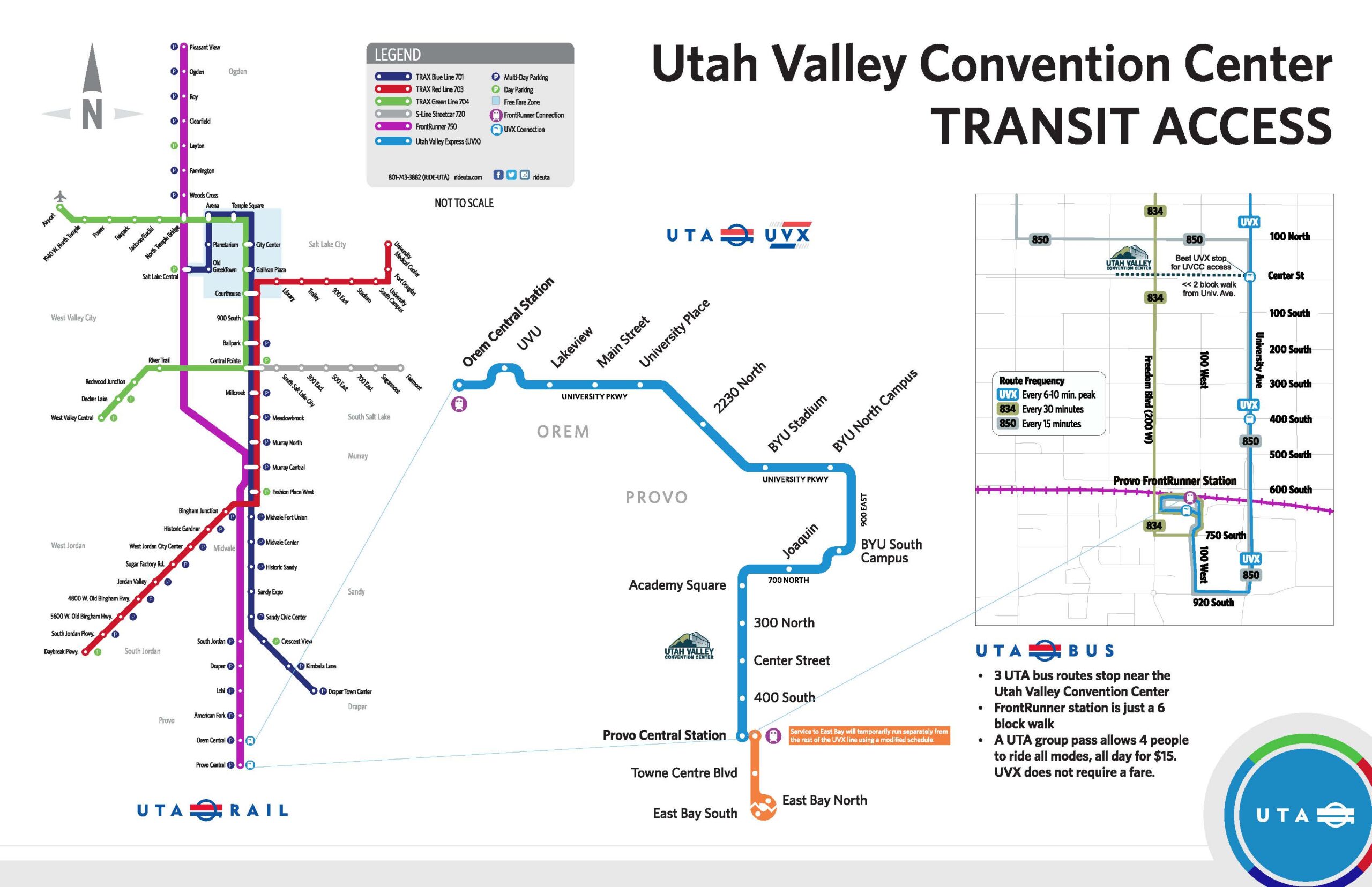 UTA map showing access to Utah Valley Convention Center.