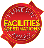 Red ribbon logo with the words Prime Site Award: Facilities and Destinations written on it.
