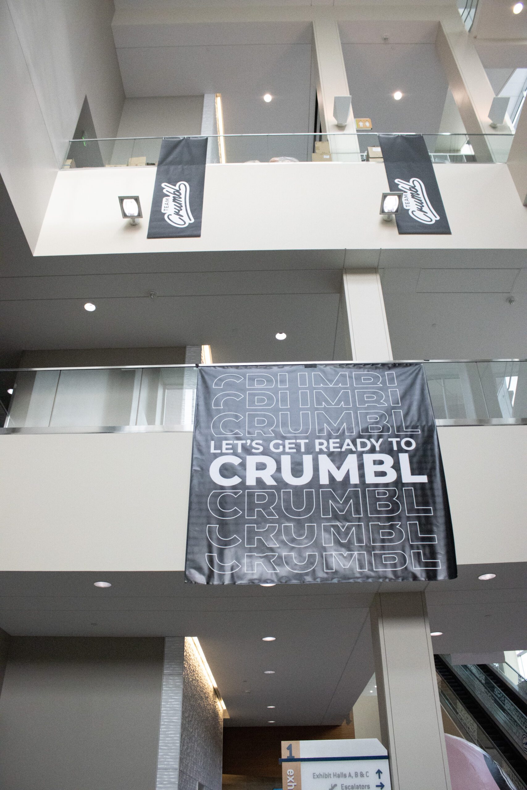 banners hanging from high ceiling